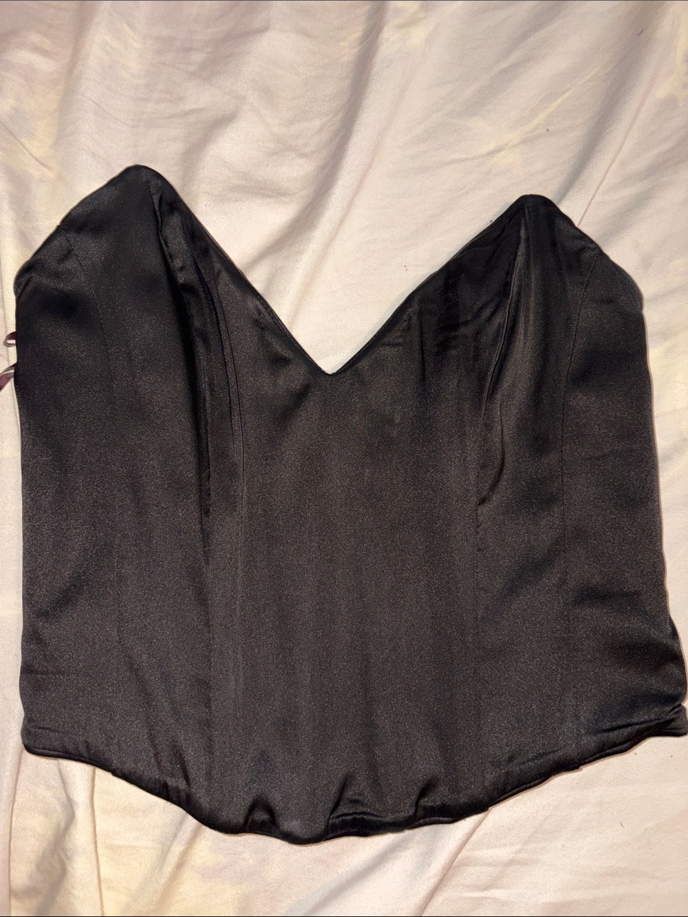 Oh Polly Black Satin Strapless top
